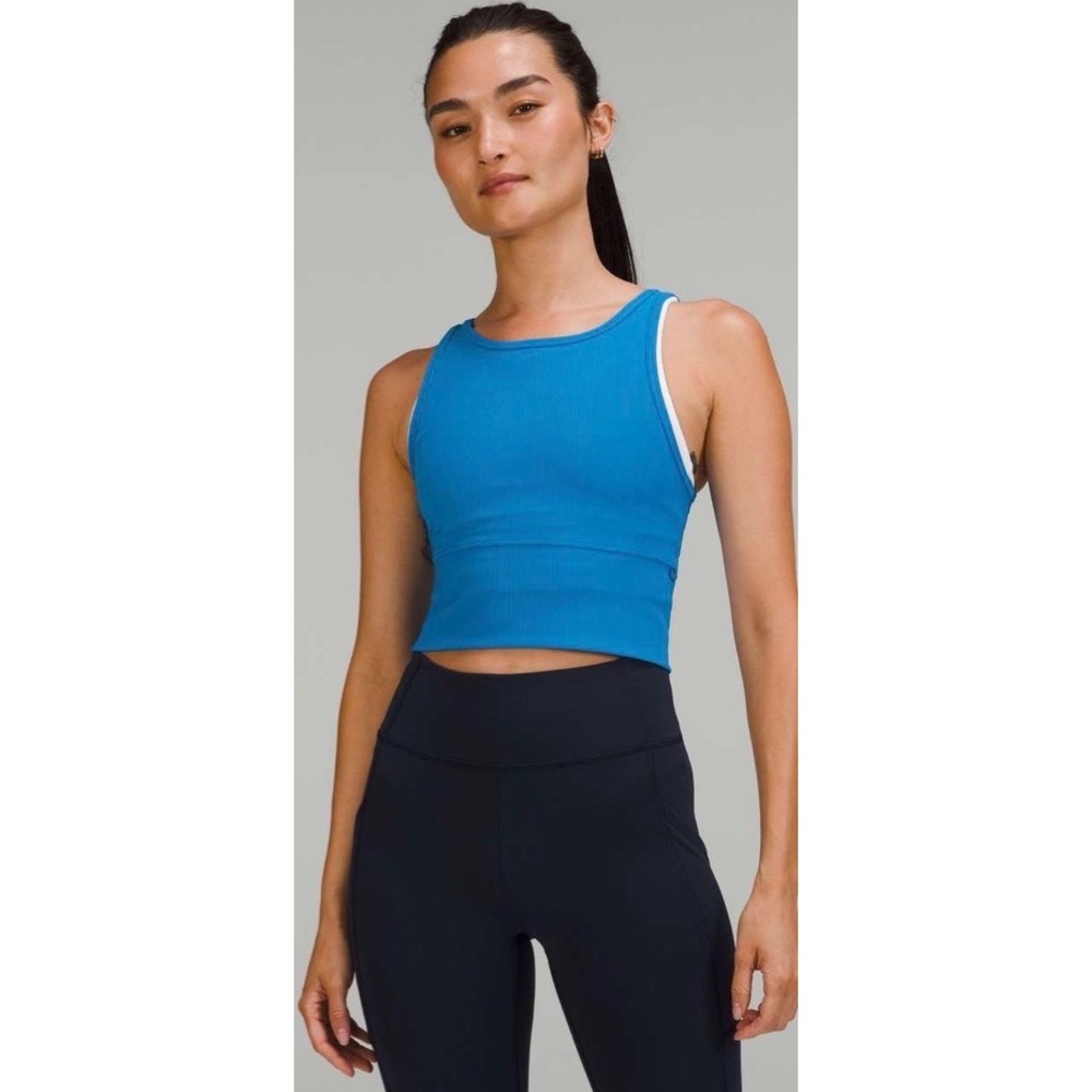 Lululemon Power Pivot reversible Ribbed Tank Top Blue 14 NWOT activewear lounge